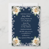 ホワイトローズスノーフレーククリスマスブライダルシャワー 招待状 (正面)