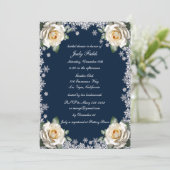 ホワイトローズスノーフレーククリスマスブライダルシャワー 招待状 (スタンド正面)