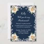 ホワイトローズスノーフレーククリスマスブリーズメイド 招待状 (正面)