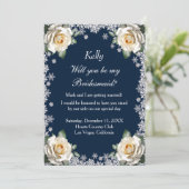 ホワイトローズスノーフレーククリスマスブリーズメイド 招待状 (スタンド正面)