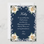 ホワイトローズスノーフレーククリスマスメイド・オブ・オーナー(花嫁付き添い人) 招待状 (正面)