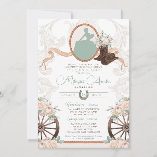 ホワイトローズセージエレガントシャルロウェスタンキンセアニェラ 招待状 (正面)