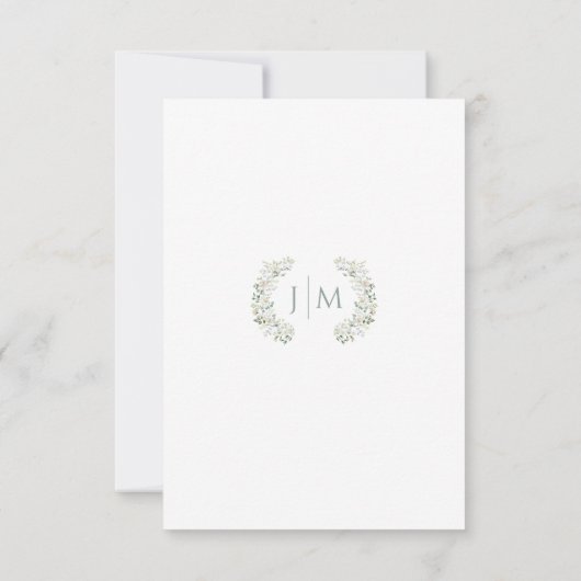 ホワイトローズセージユーカリプトゥスウェディングRSVPカード 出欠カード (裏面)