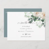 ホワイトローズセージ結婚ユーカリの救日付 ポストカード (正面/裏面)