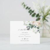 ホワイトローズセージ結婚ユーカリの救日付 ポストカード (スタンド正面)