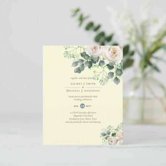 ホワイトローズセージEucalyptusレモンイエロー結婚ズ (スタンド正面)