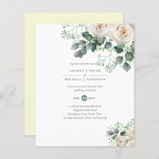 ホワイトローズセージEucalyptusレモンイエロー結婚ズ (正面/裏面)