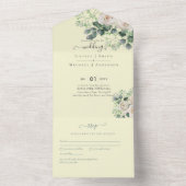 ホワイトローズセージEucalyptusレモンイエロー結婚ズ オールインワン招待状 (内側)