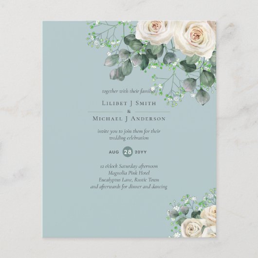 ホワイトローズセージEucalyptusレモンイエロー結婚ズ チラシ (正面)