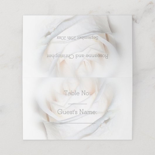 ホワイトローズデザイン結婚ズ プレイスカード (外部開封)