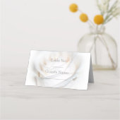 ホワイトローズデザイン結婚ズ プレイスカード (正面)