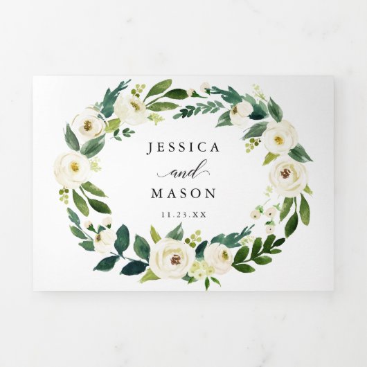 ホワイトローズトリフォールド招待状 三つ折り招待状 (カバー)