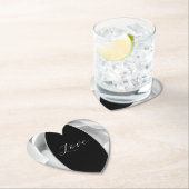 ホワイトローズハート | エレガントな花のデザイン ペーパーコースター (インサイチュ)