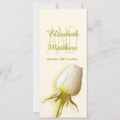 ホワイトローズバド結婚式レセプションディナーメニュー 招待状 (正面)