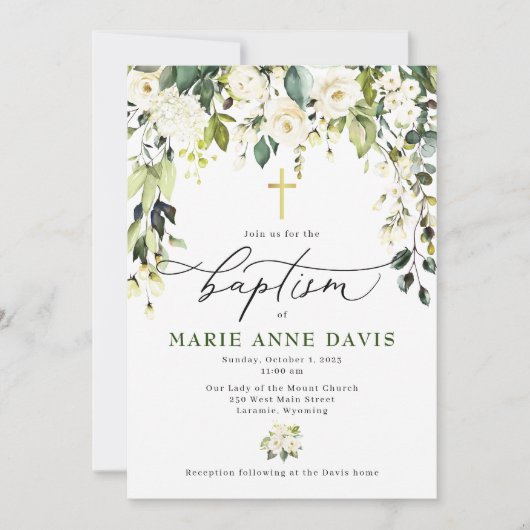 ホワイトローズバプテスマ招待状 招待状 (正面)