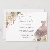 ホワイトローズバラ金ゴールドスパークルドレスキンセアニェラ 招待状 (正面)