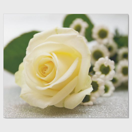 ホワイトローズバレンタインデラッピング紙 ラッピングペーパー (フラット)