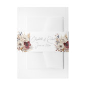 ホワイトローズバーガンディーポピズウォーターカラー 招待状ベリーバンド (正面例)