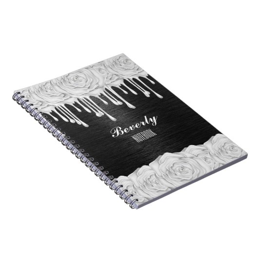 ホワイトローズパーソナライズされたノート ノートブック (右側)