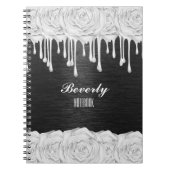 ホワイトローズパーソナライズされたノート ノートブック (正面)