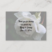 ホワイトローズパーソナライズされたフローラ結婚ズ プレイスカード (裏面)