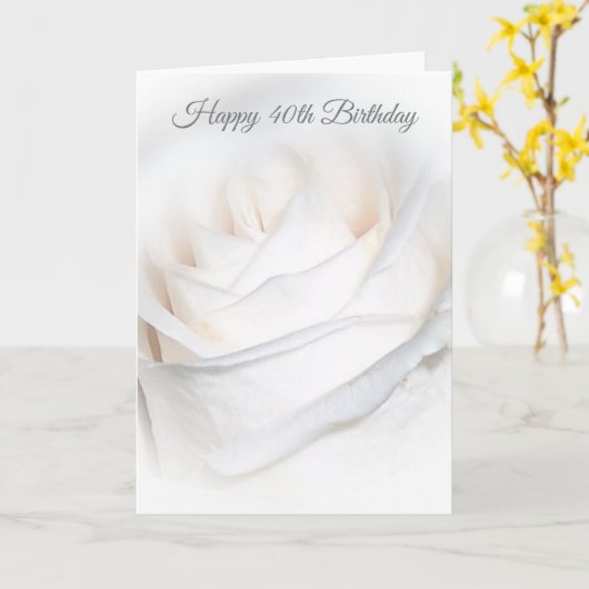 ホワイトローズパーソナライズされたフローラ40歳の誕生日 カード (黄色い花)