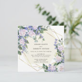 ホワイトローズパープルブルーフローラ結婚ズ 招待状 (スタンド正面)