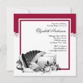 ホワイトローズパールハイヒールレッドバースデーパーティー 招待状 (裏面)