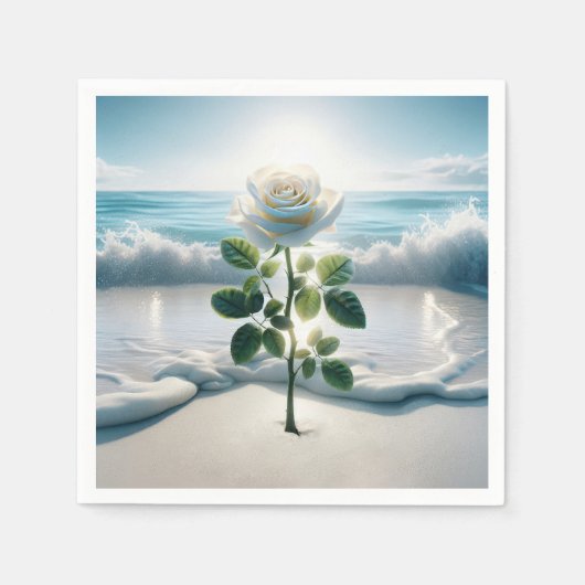 ホワイトローズビーチ砂 スタンダードカクテルナプキン (正面)