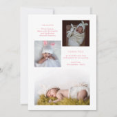 ホワイトローズピンクオーキッドガール4フォトコラージュ誕生 案内状 (裏面)