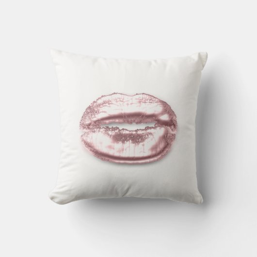 ホワイトローズピンクグリッターキスリップメイクアップミニマル クッション (正面)