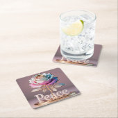 ホワイトローズピース彫刻コースターセット スクエアペーパーコースター (インサイチュ)