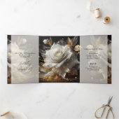 ホワイトローズフォトキンセアニェラパーティの招待状 三つ折り招待状 (内部)