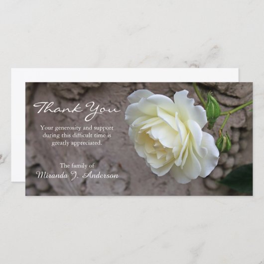 ホワイトローズフォトフローラ悔やみや弔慰 サンキューカード (正面/裏面)