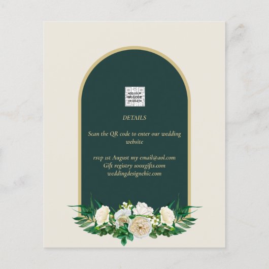 ホワイトローズフォレストグリーン冬の結婚式の救日付 チラシ (裏面)