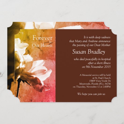 ホワイトローズフォーエバーズハートメモリアル 招待状 (正面/裏面)