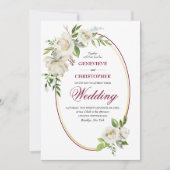 ホワイトローズフォーマルブルゴーニュ結婚ーフローラ 招待状 (正面)