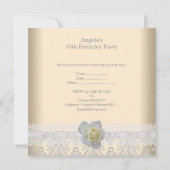 ホワイトローズフラワークリームファブラス50誕生日 招待状 (裏面)