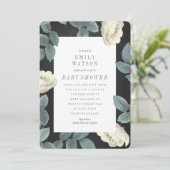 ホワイトローズフラワーチョークボードベビーシャワー招待状 招待状 (スタンド正面)