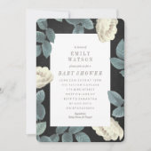 ホワイトローズフラワーチョークボードベビーシャワー招待状 招待状 (正面)