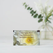 ホワイトローズフラワービジネスカードカスタム黄 名刺 (スタンド正面)