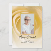 ホワイトローズフラワー花びらリビング葬儀パーティー 招待状 (正面)