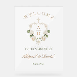ホワイトローズフレーム宗教的な結婚式の歓迎 アクリルサイン