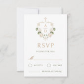 ホワイトローズフレーム宗教的な結婚式RSVPカード カード (正面)