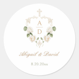 ホワイトローズフレーム宗教結婚式 ラウンドシール