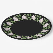 ホワイトローズフレーム紙プレート ペーパープレート (アングル)