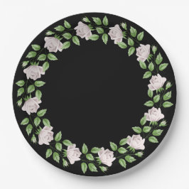 ホワイトローズフレーム紙プレート ペーパープレート