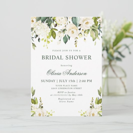 ホワイトローズフローラウォーターブライダルシャワー 招待状 (スタンド正面)