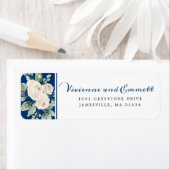 ホワイトローズフローラオンネイビー差出人住所 ラベル (インサイチュ)