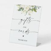 ホワイトローズフローラギフトとカードサイン 台座サイン (正面)